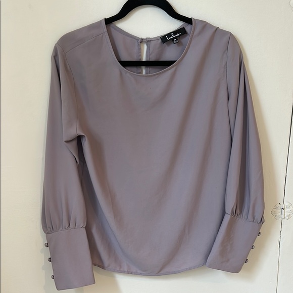 Lulus Tops - Lulu's Purple Lavender Professional Blouse with Buttoned Sleeves